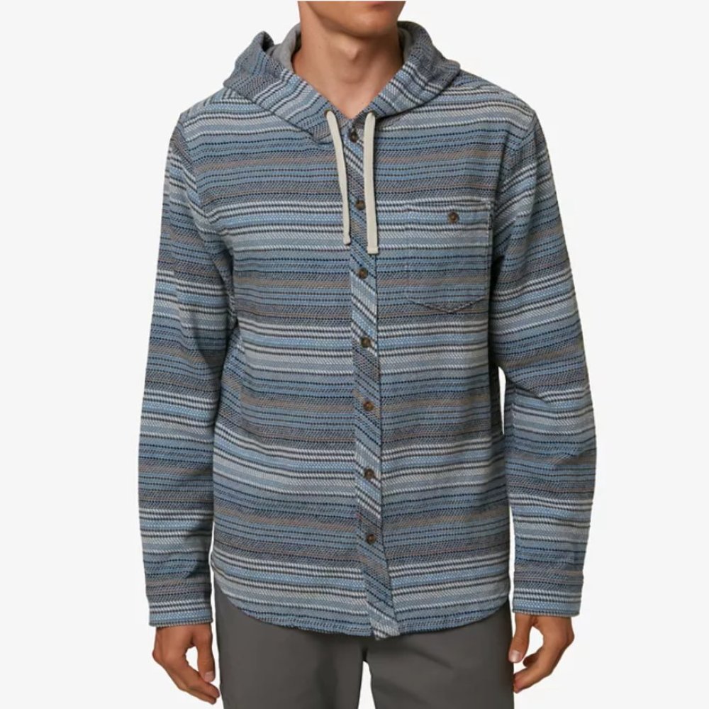 Like New O’Neill Marek Button Down Hoodie - Size S Blue 100% Cotton